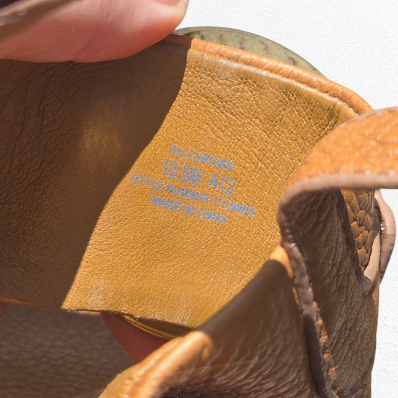 Tory Burch Tan Leather Miller Wedge Sandals Logo Slingback Heels Size 10.5M - Picture 8 of 15